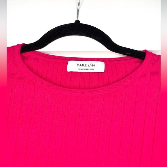 Bailey 44 Cossak Ribbed Bell Sleeve Sweater Hot Pink Size Medium - Picture 7 of 12